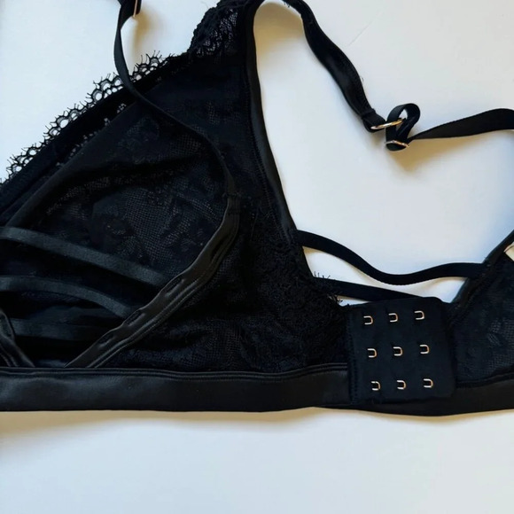 Aerie Softest Lace Lined Bralette Bra Black Stappy Comfy Sz XL - Picture 8 of 10